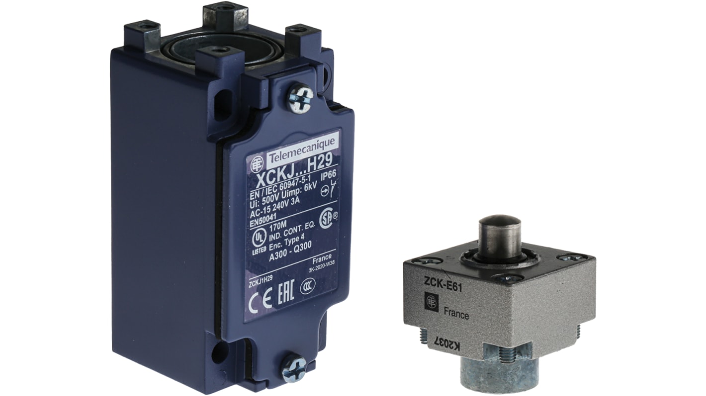 Telemecanique Sensors OsiSense XC Series Plunger Limit Switch, NO/NC, IP66, SPDT, Metal Housing, 600V ac Max, 10A Max