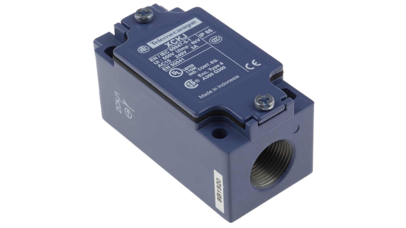 XCKJ10541 | Telemecanique Sensors OsiSense XC Series Lever Limit Switch, NO/NC, IP66, SPDT, Metal Housing, 600V ac Max, 10A Max | RS XCKJ10541 | Telemecanique Sensors OsiSense XC Series Lever Limit Switch, NO/NC, IP66, SPDT, Metal Housing, 600V ac Max, 10A Max | RS