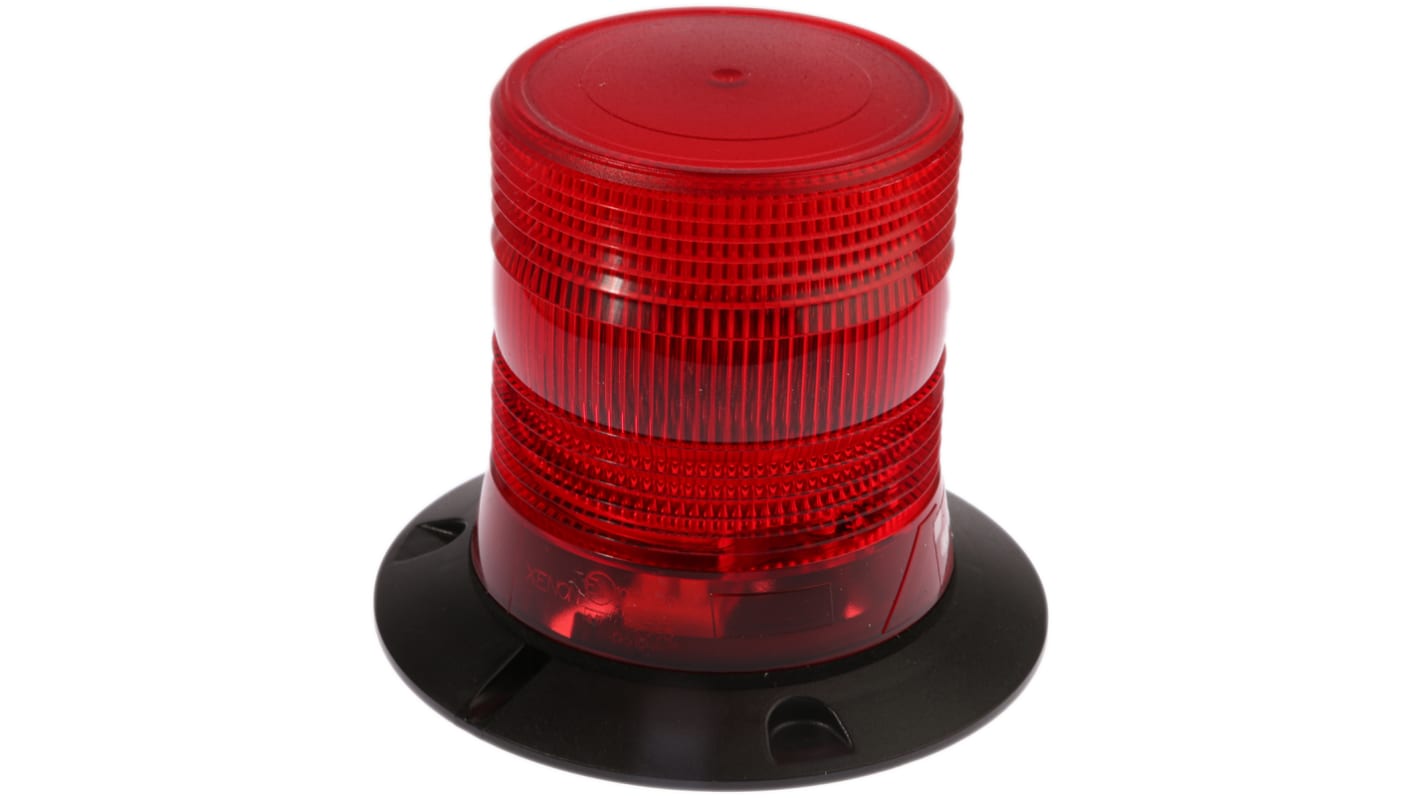 RS PRO Red Flashing Beacon, 10 → 100 V dc, Surface Mount, Xenon Bulb, IP56