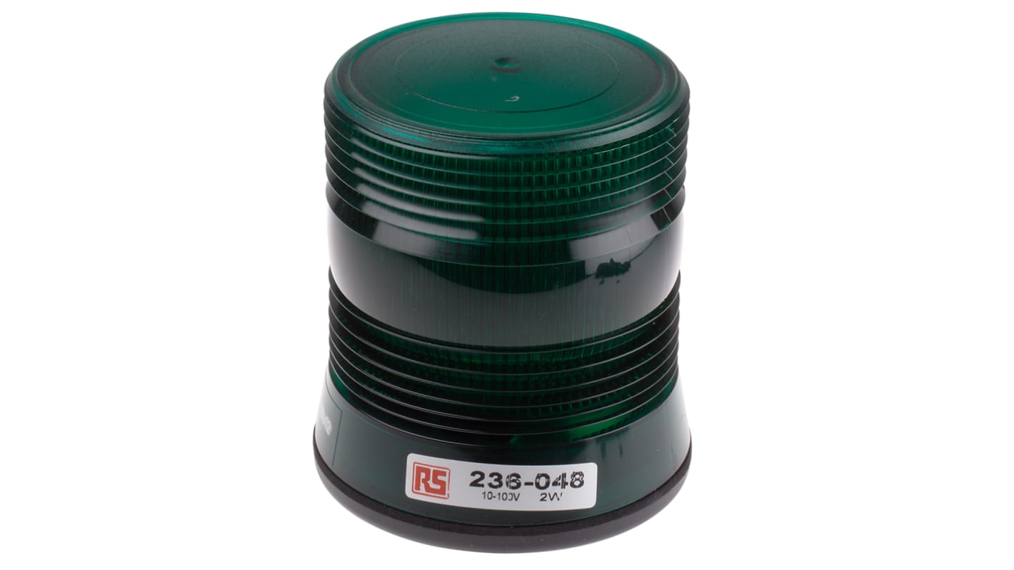 RS PRO Green Flashing Beacon, 10 → 100 V dc, Surface Mount, Xenon Bulb, IP56