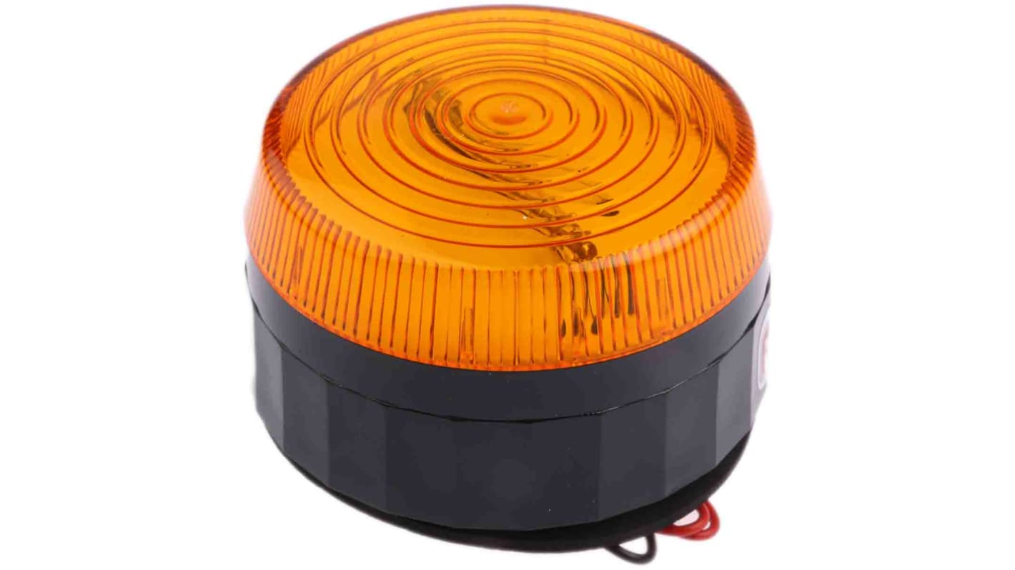 RS PRO Amber Flashing Beacon, 10 → 100 V dc, 20 → 72 V ac, Surface Mount, Xenon Bulb, IP67