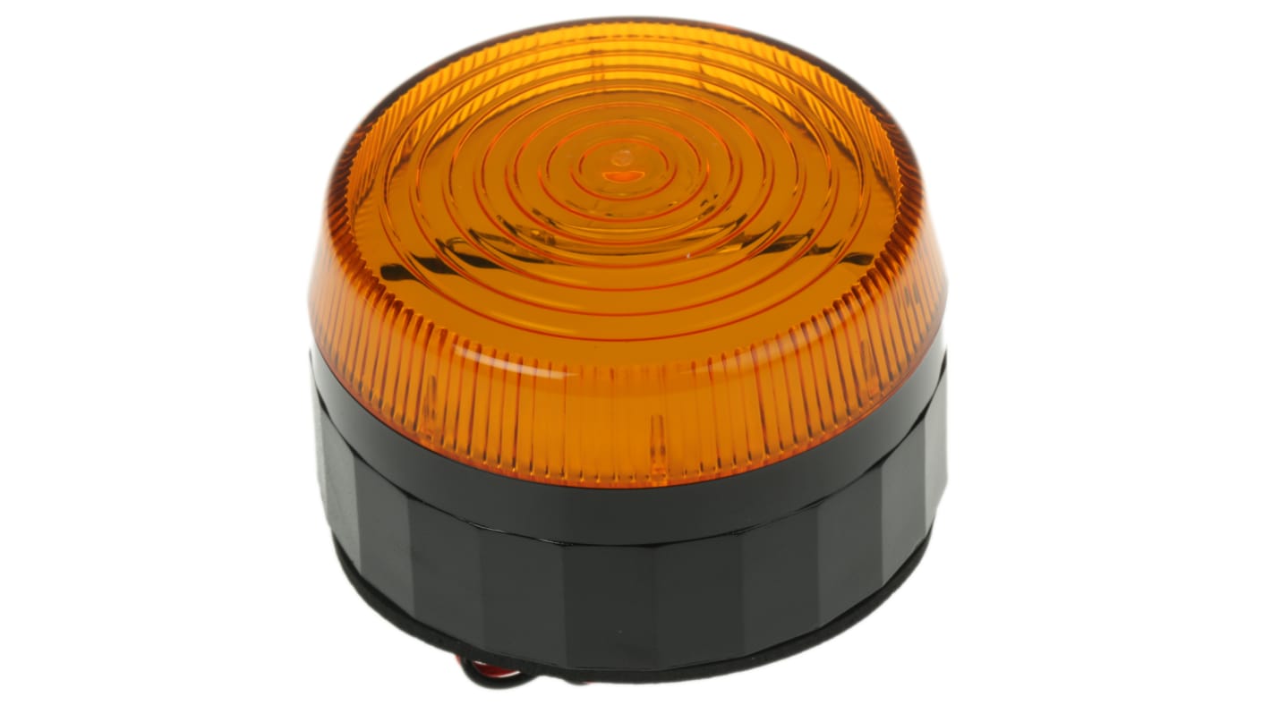 RS PRO Amber Flashing Beacon, 10 → 100 V dc, 20 → 72 V ac, Surface Mount, Xenon Bulb, IP67