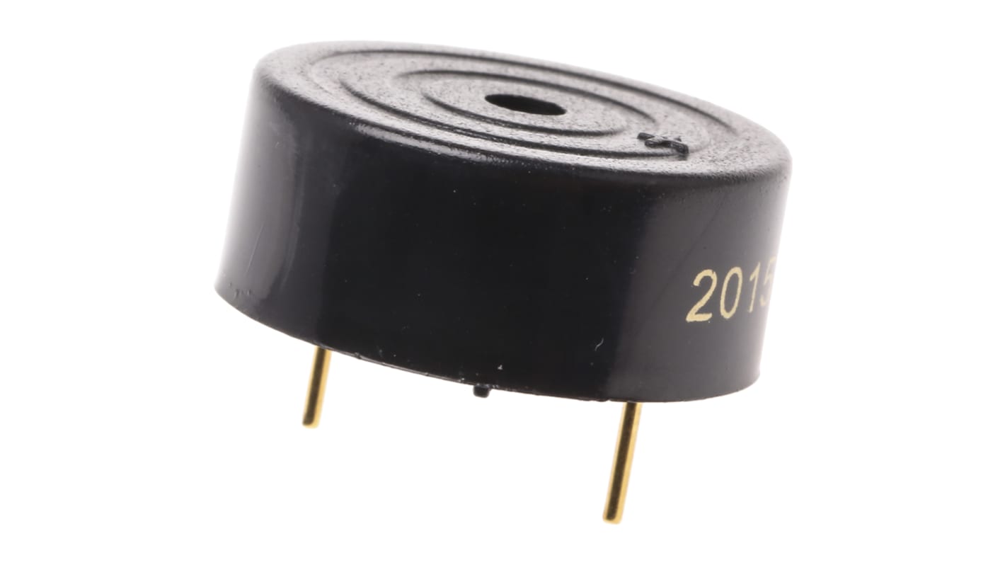 RS PRO 85dB Through Hole Continuous Internal Piezo Buzzer, 23.3 (Dia.) x 10.2mm, 3V dc Min, 20V dc Max