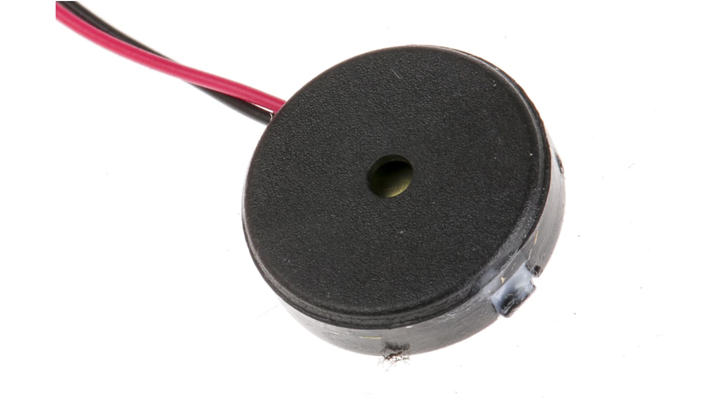 RS PRO Piezo Buzzer Dauerton, 85dB, Oberflächenmontage→30V ac, Extern, ø 14mm, 14 (Dia.) x 4mm