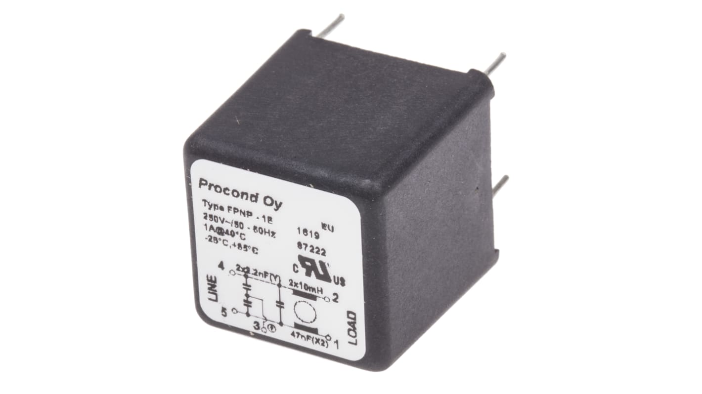 RS PRO RFIフィルタ, 1A, 250 V ac スルーホール