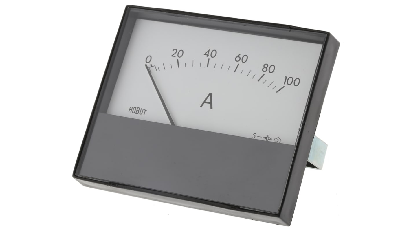 Amperímetro analógico de panel DC HOBUT, valor máx. 100A, ±8%, dim. 62.5mm x 63.5mm