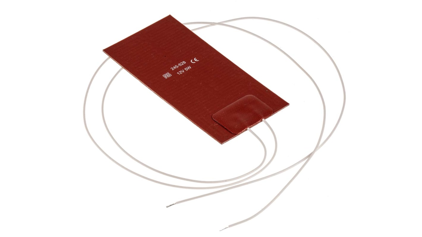 RS PRO Silicone Heater Mat, 5 W, 50 x 100mm, 12 V dc