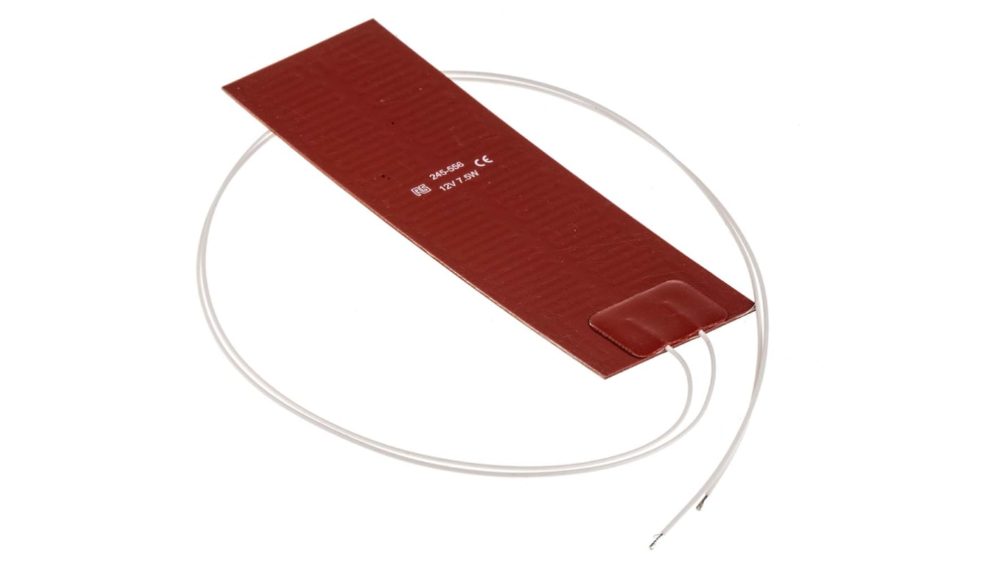 RS PRO Silicone Heater Mat, 7.5 W, 50 x 150mm, 12 V dc