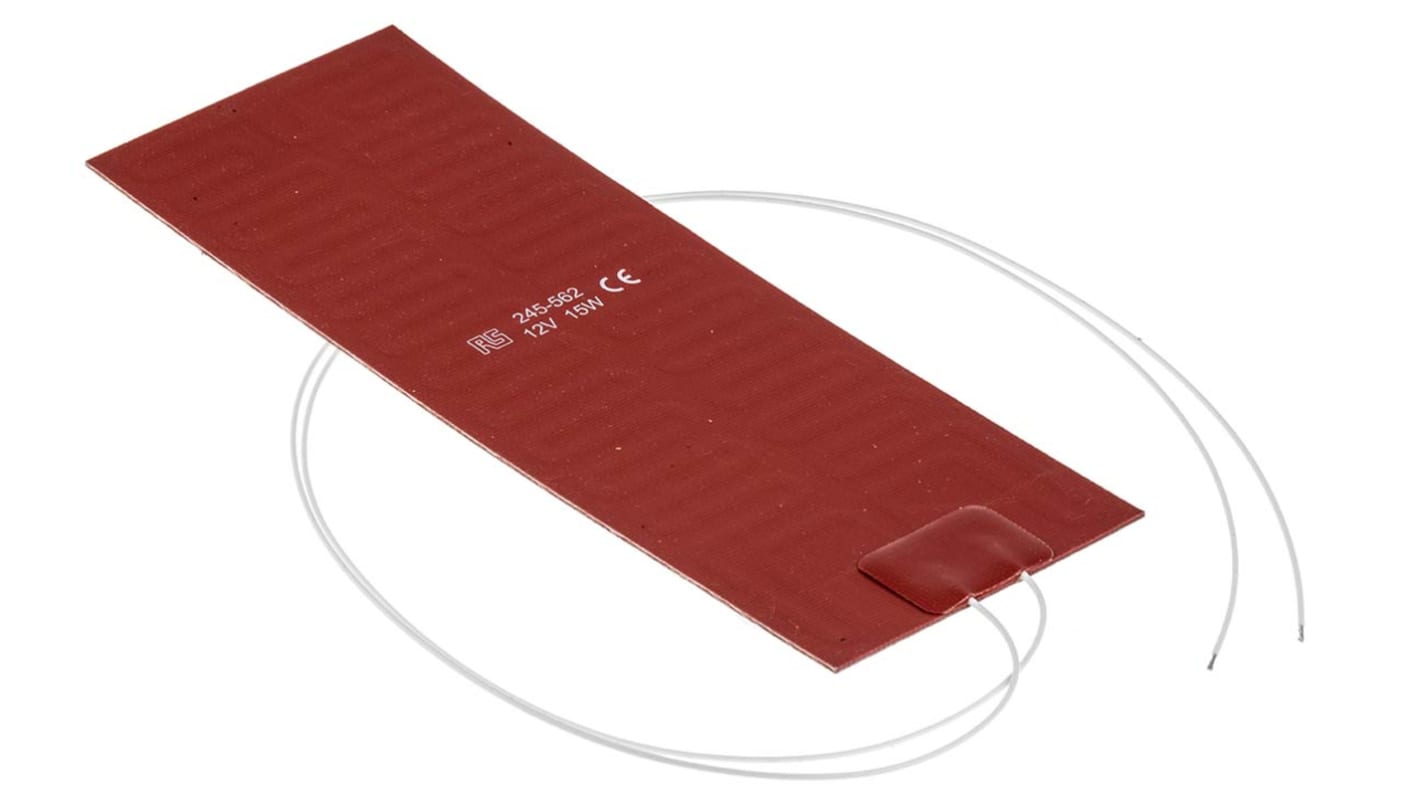 RS PRO Silicone Heater Mat, 15 W, 75 x 200mm, 12 V dc