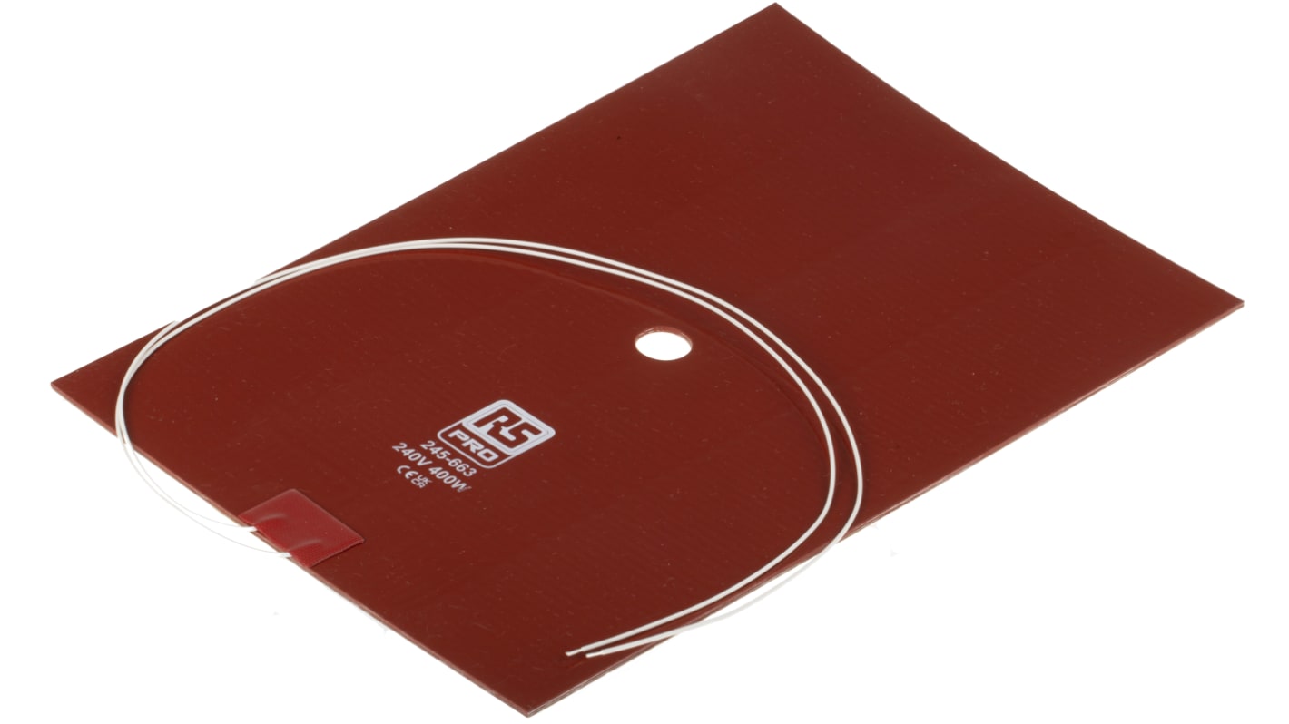 Tappetino riscaldante in silicone RS PRO, 240 V c.a., 400 W, 200 x 300mm, +200°C
