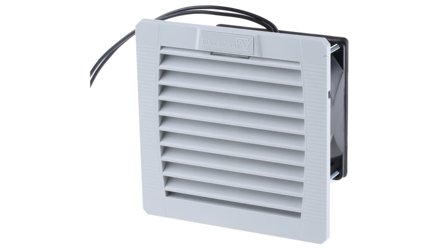 Pfannenberg PF 11.000 Series Filter Fan, 115 V ac, AC Operation, 14m³/h Filtered, 24m³/h Unimpeded, IP54, 109 x 109mm