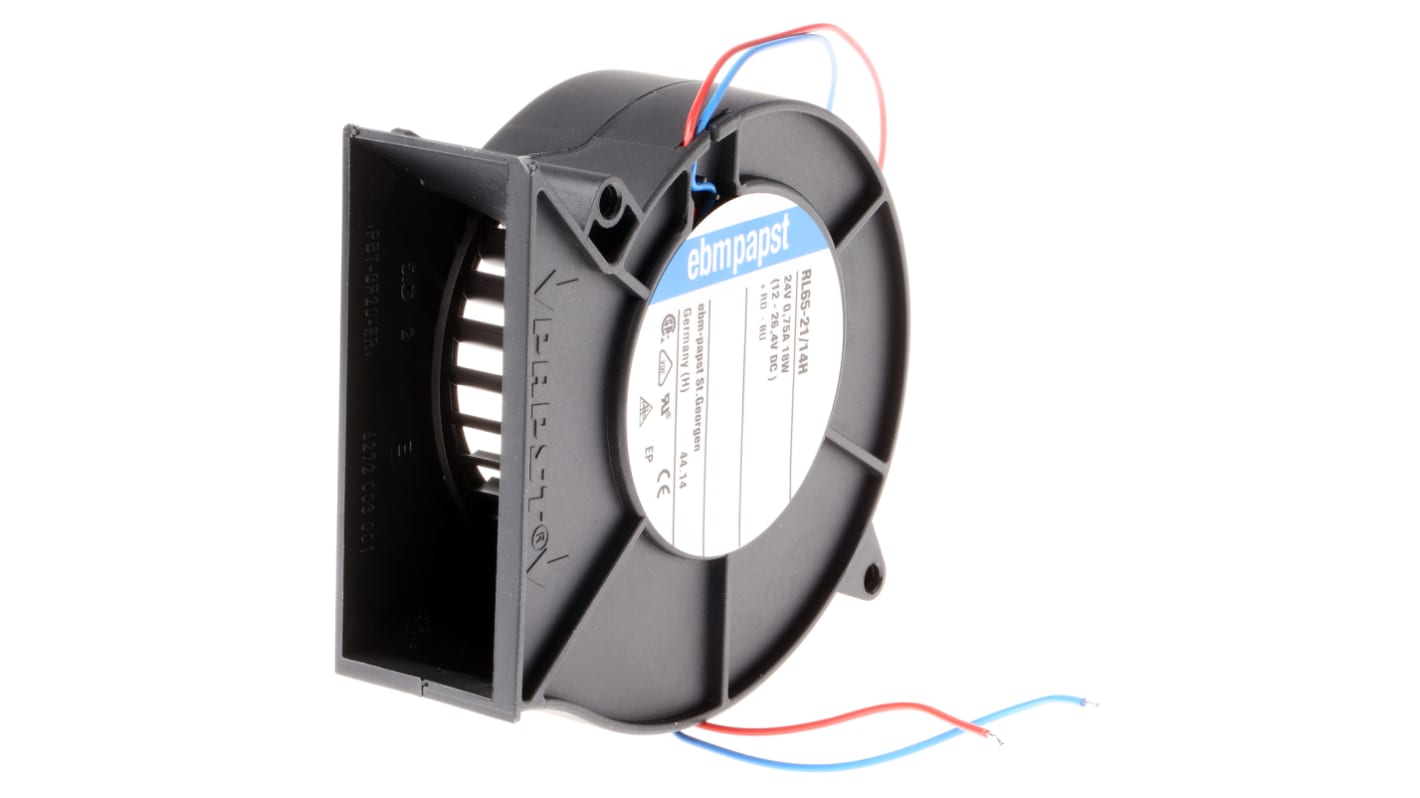 Ventilatore centrifugo ebm-papst, 61m³/h, 24 V dc, 93.5 x 97 x 33mm