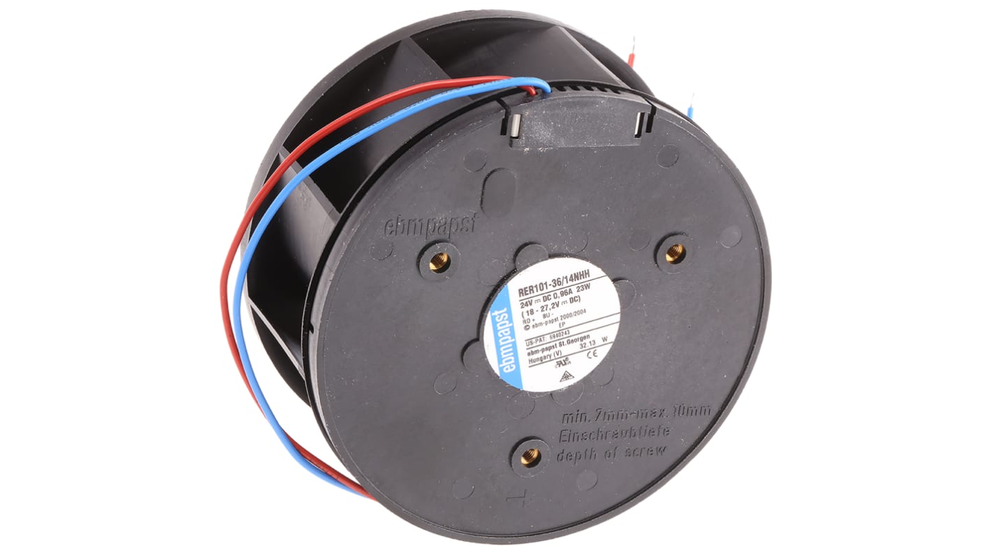 ebm-papst RER 101 N Series Centrifugal Fan, 24 V dc, 190m³/h, DC Operation, 101 x 51.7mm
