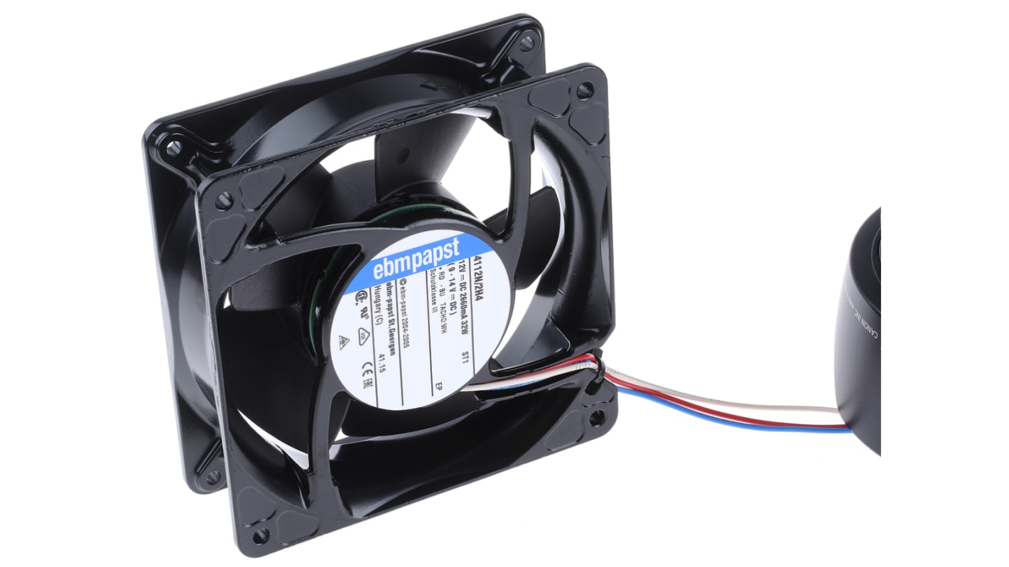 ebm-papst 4100 NH4 - S-Force Series Axial Fan, 12 V dc, DC Operation, 355m³/h, 32W, 2.66A Max, 119 x 119 x 38mm