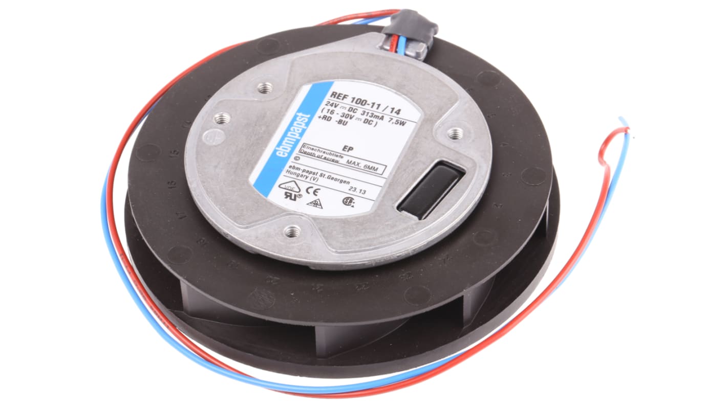 Wentylator promieniowy 24 V DC ebm-papst szerokość: 104mm przepływ: 86m³/h odśrodkowa