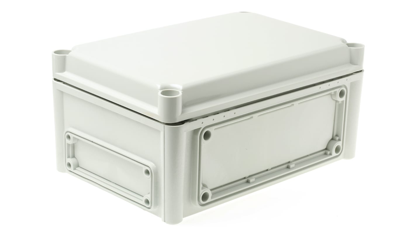 Fibox EK Series Grey Polycarbonate Enclosure, IP66, IP67, Flanged, Grey Lid, 280 x 190 x 130mm