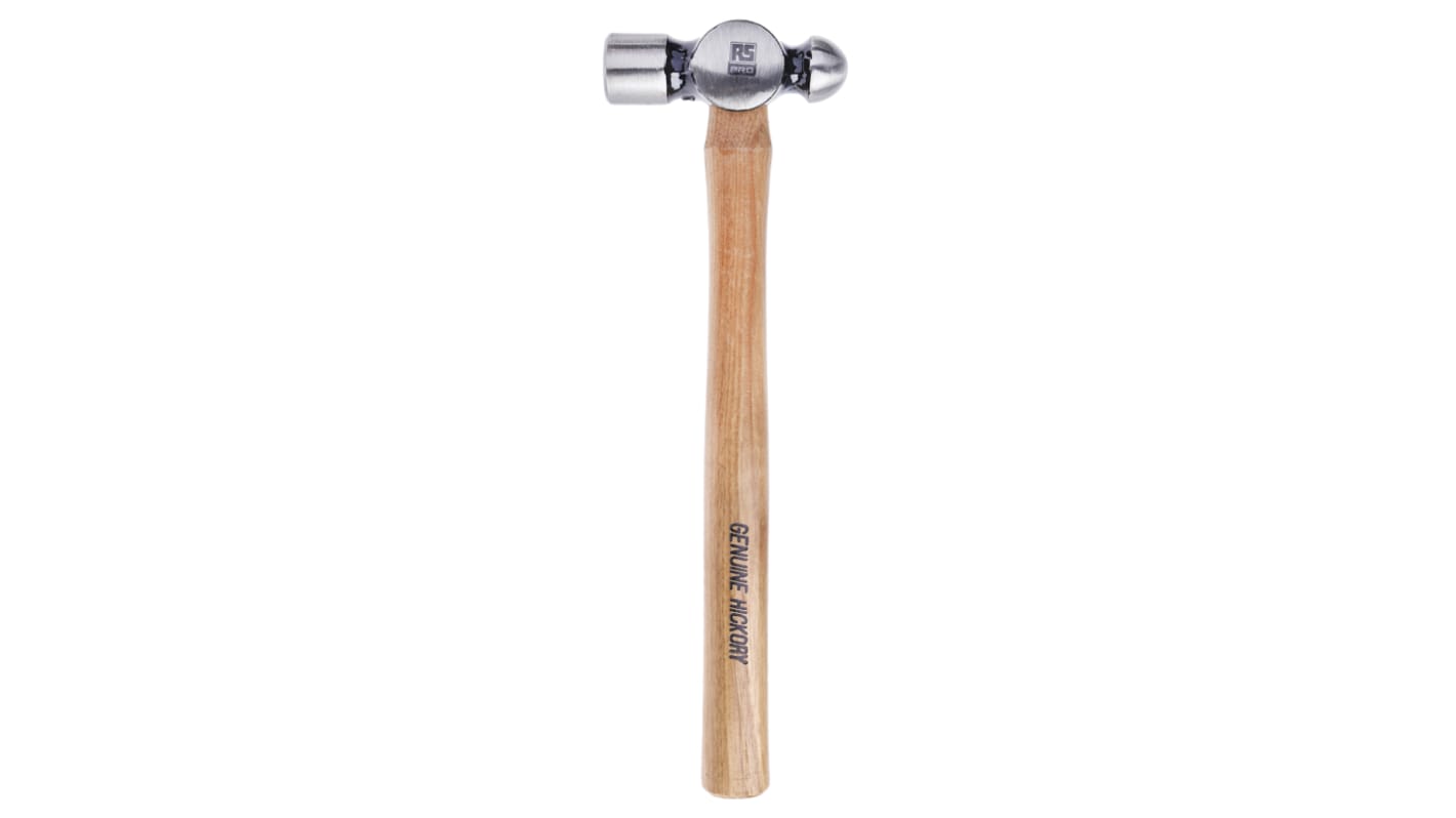 RS PRO Hammer, Kugelhammer aus Kohlenstoffstahl Hickory-Holz-Stiel 454g 350,0 mm