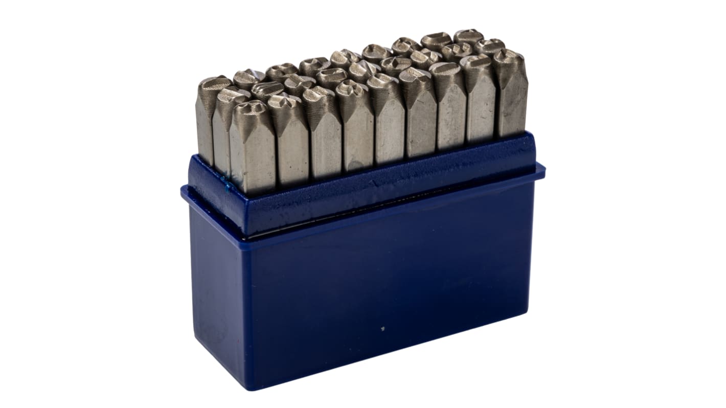 RS PRO 5mm x 27 Piece Engraving Punch Set, (Letters: A → Z, (&))
