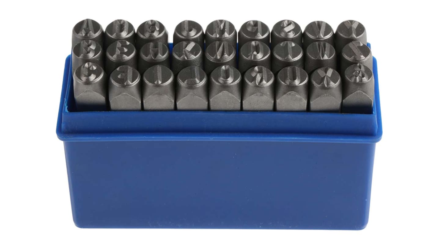 RS PRO 8mm x 27 Piece Engraving Punch Set, (Letters: A → Z, (&))