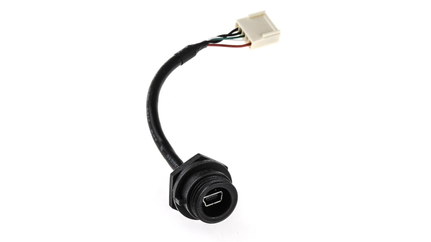 Cavo USB Bulgin Connettore femmina a 5 pin/Mini USB B, L. 100mm, col. Nero