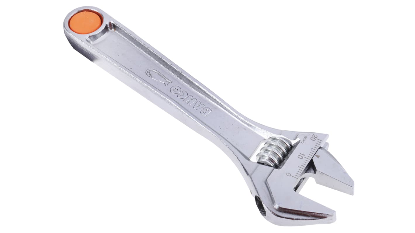 Bahco Adjustable Spanner, 155 mm Overall, 20mm Jaw Capacity, Metal Handle