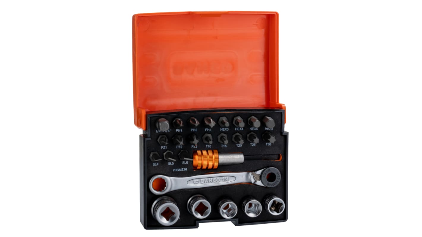 Bahco Driver Bit Set 26 Pieces, Hexagon, Phillips, Pozidriv, Slotted, Torx