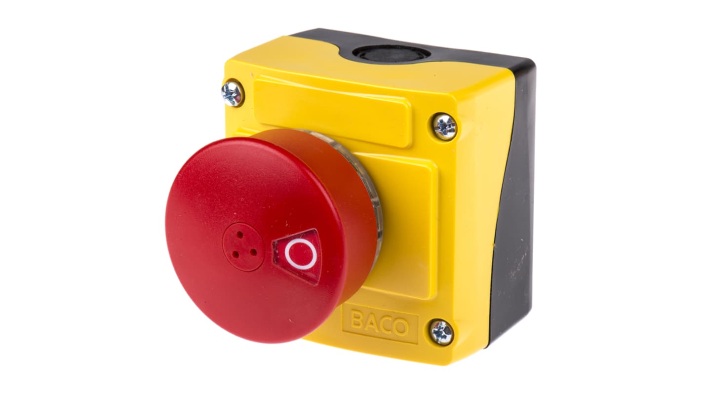 BACO LBX1 Series Pull Release Emergency Stop Push Button, Surface Mount, 2NC, IP66