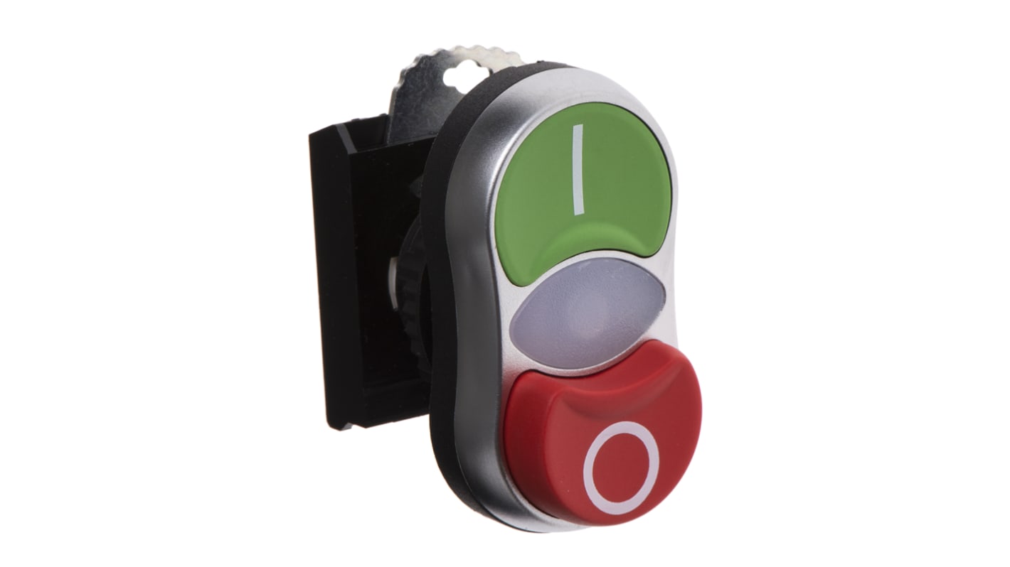 BACO Series Green, Red Illuminated Spring Return Push Button Head, 22mm Cutout, IP66