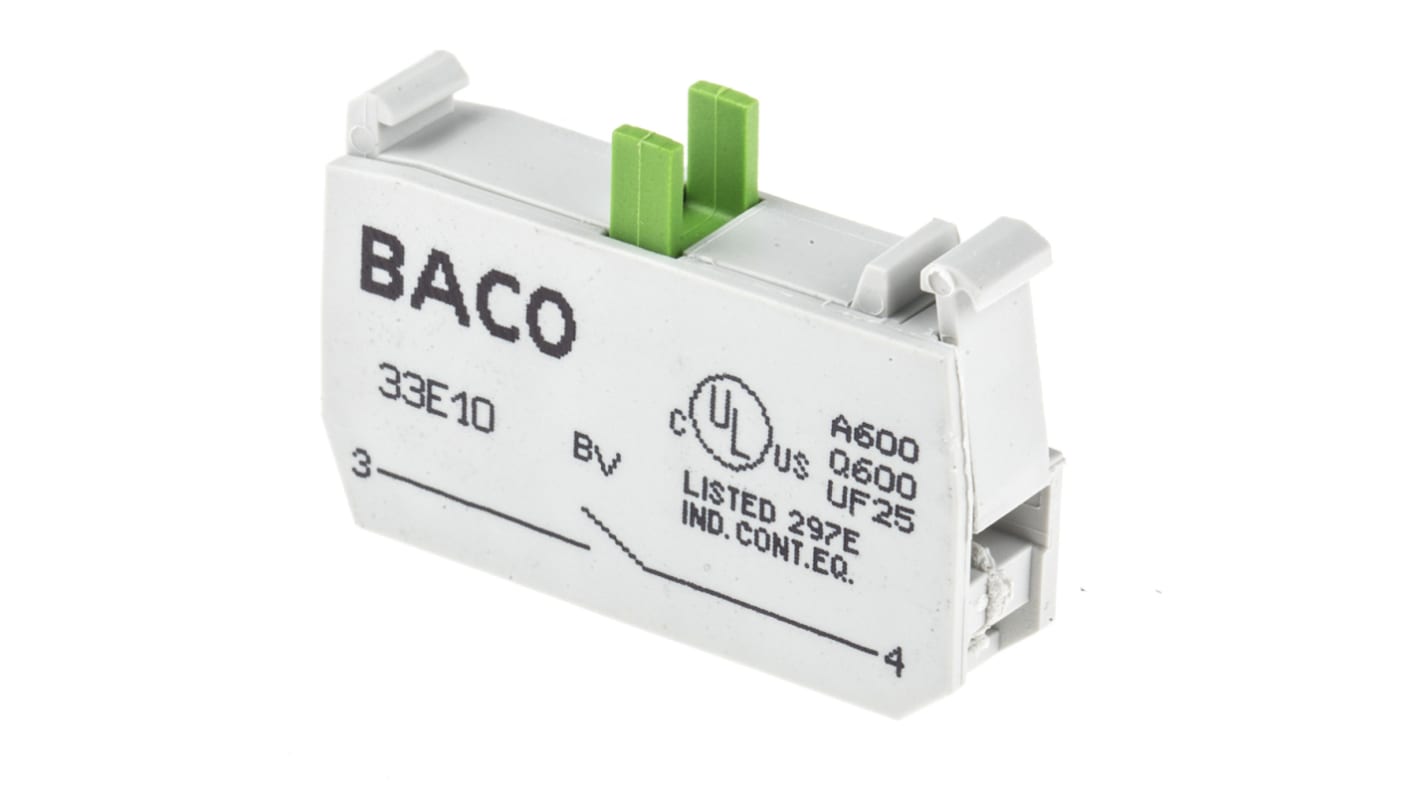 BACO BACO Series Contact Block, 600V, 1NO