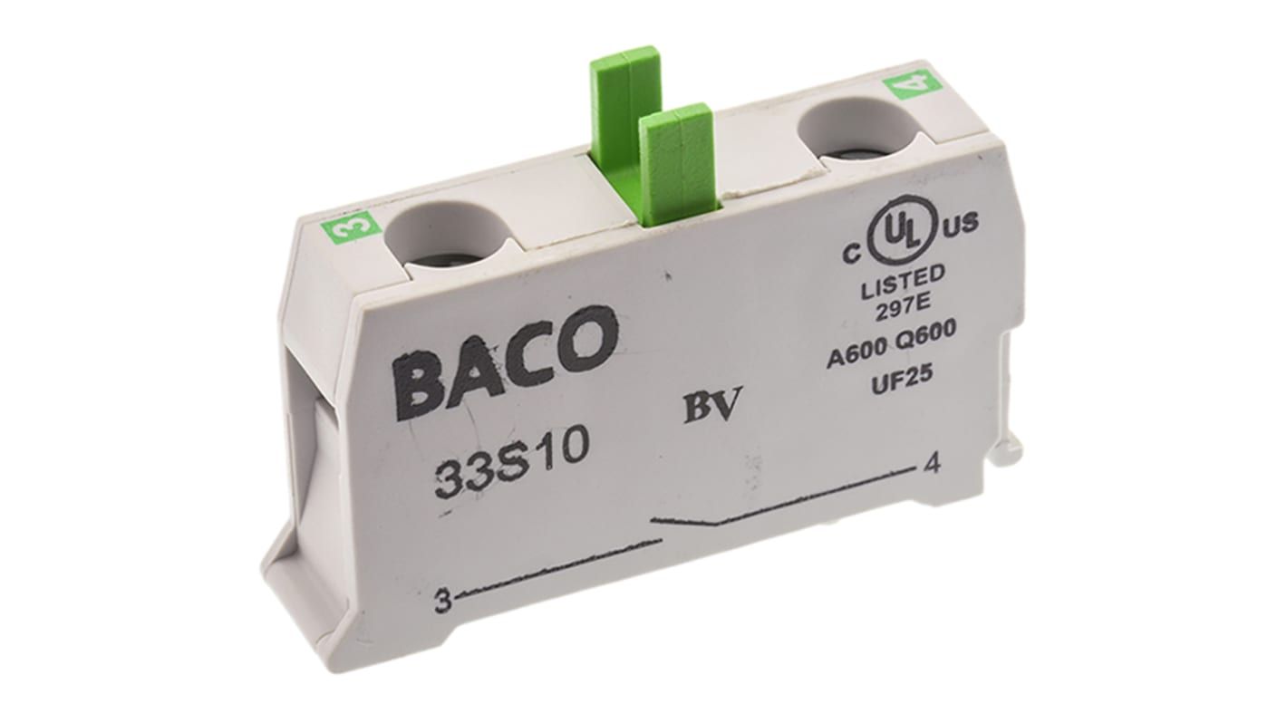 BACO BACO Series Contact Block, 600V, 1NO