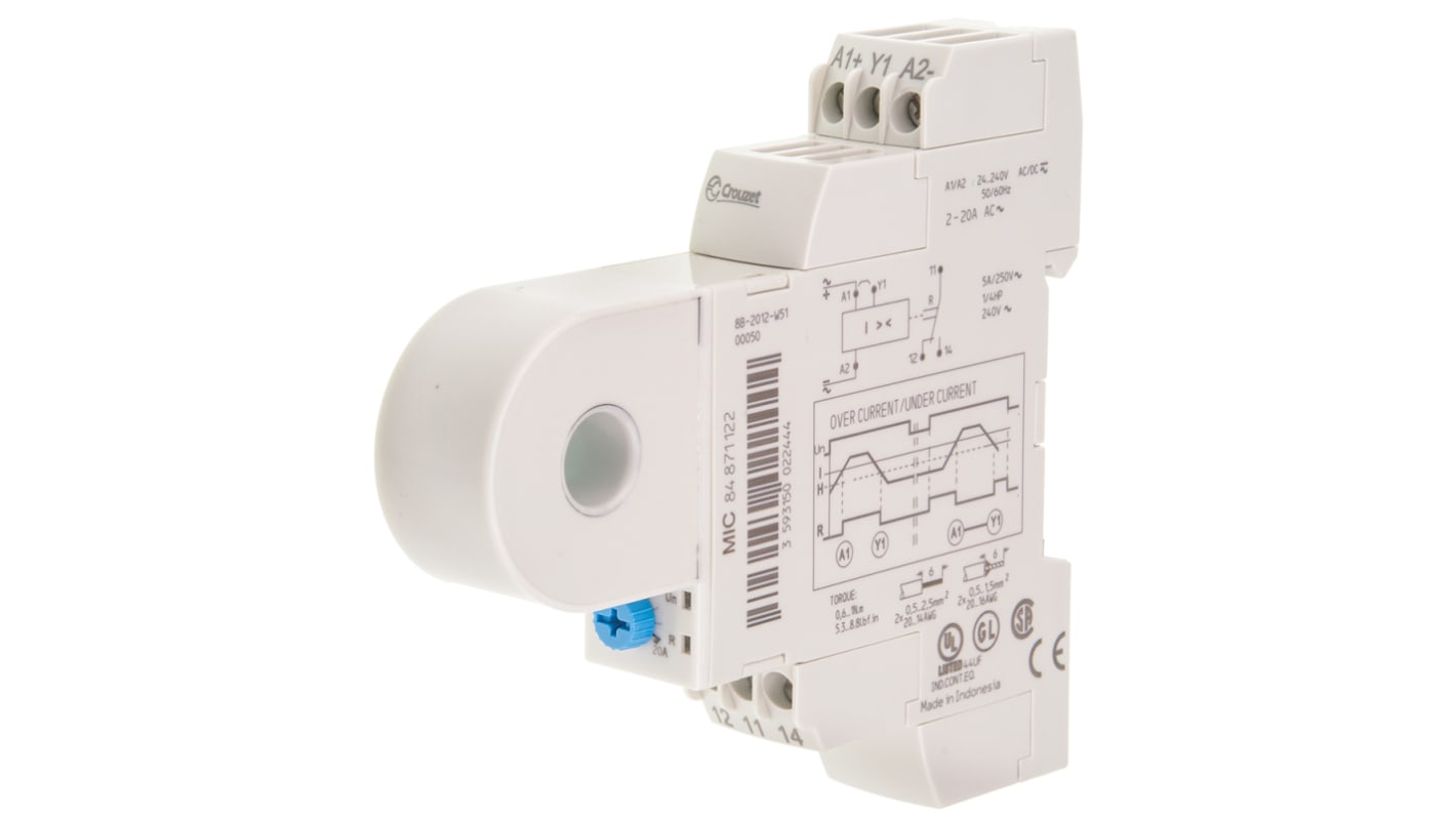 Crouzet Current Monitoring Relay, SP-NO/NC, DIN Rail