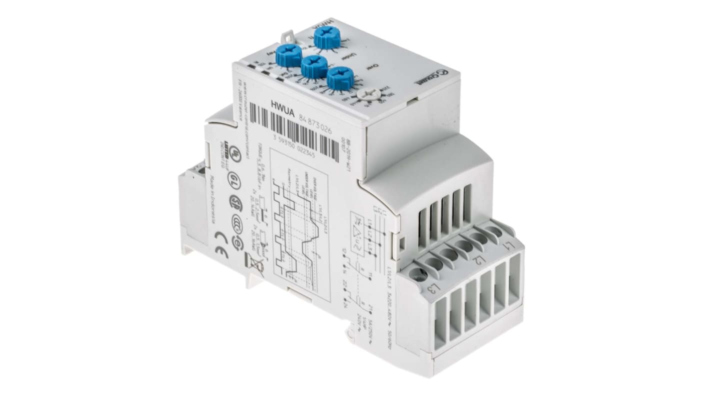 Crouzet Phase, Voltage Monitoring Relay, 3 Phase, DPDT, 194 → 528 V, DIN Rail