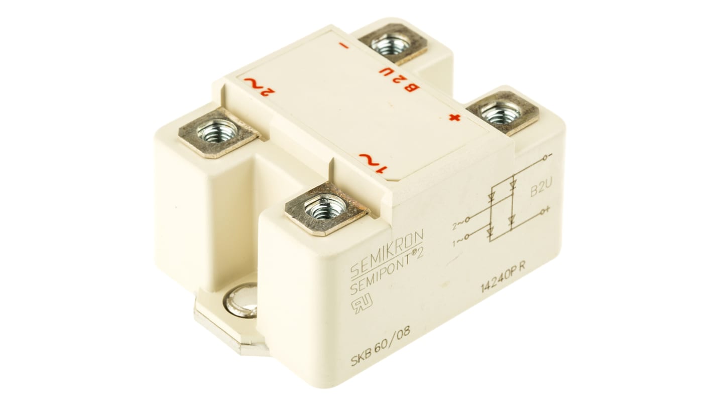 Module de pont redresseur Monophasé, 60A, 800V, 4 broches, SEMIPONT2