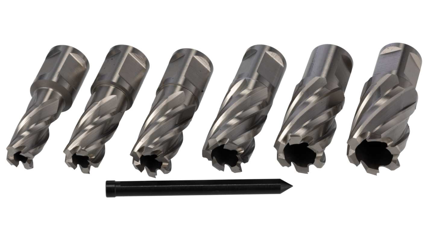 6-Piece Annular Cutter Set Set, 24mm Max, 14mm Min, HSS Bits