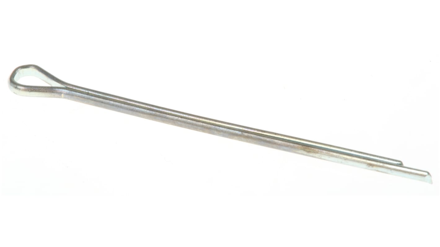 RS PRO 25.4mm Bright Zinc Plated Steel Split Pin, 1.2mm Diameter