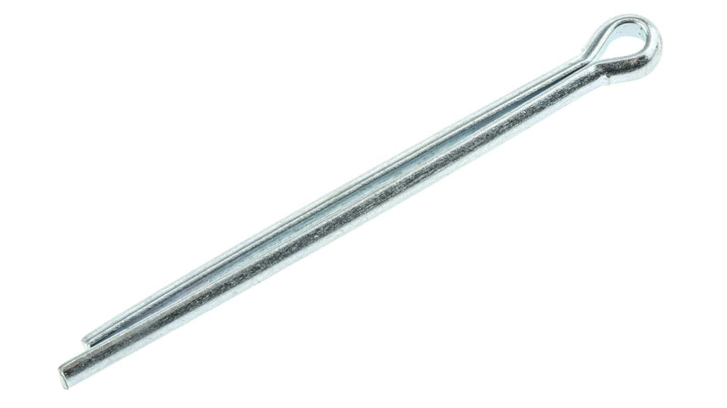 RS PRO 44.5mm Bright Zinc Plated Steel Split Pin, 3.2mm Diameter
