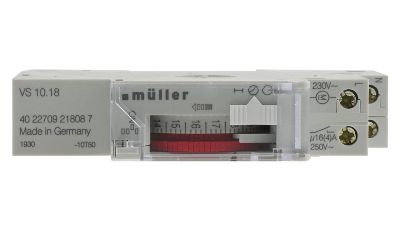 Muller 机械DIN导轨定时开关, 单通道, 230 V 交流电源, 单刀双掷, 可设分钟