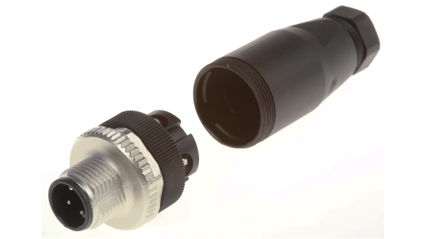 SICK M12圆形连接器插头, 4芯, 电缆安装, 螺钉端接, 4.0A, 250.0V, IP67