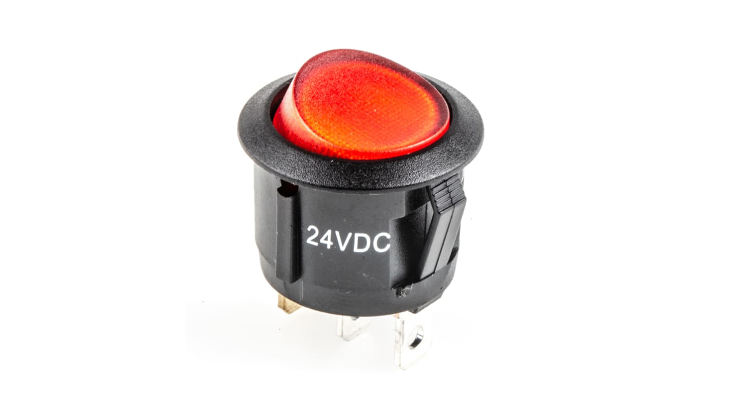 RS PRO Illuminated SPST, On-Off Rocker Switch Panel Mount