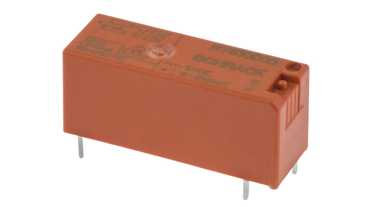 TE Connectivity PCB Mount Non-Latching Relay, 5V dc Coil, 8A Switching Current, SPDT