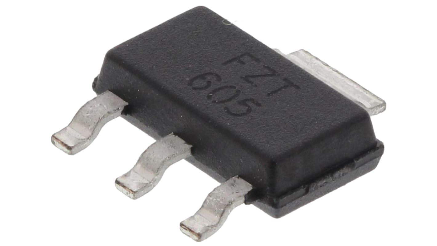 Diodes Inc FZT605TA NPN Darlington Transistor, 1.5 A 120 V HFE:500, 3 + Tab-Pin SOT-223