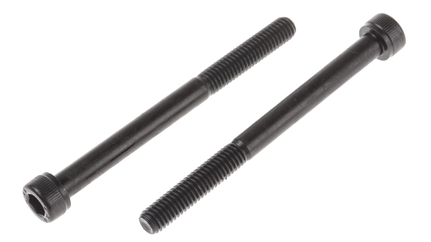 RS PRO M6 x 70mm Hex Socket Cap Screw Black, Self-Colour Steel