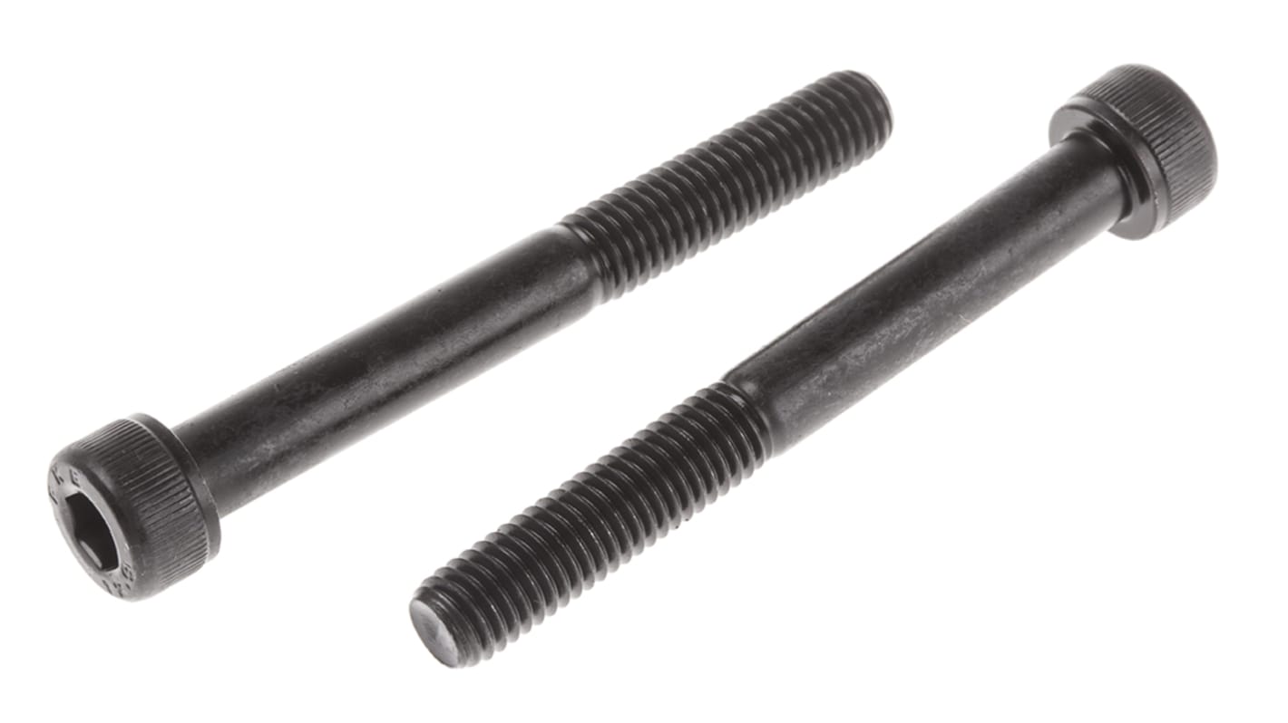 RS PRO M8 x 70mm Hex Socket Cap Screw Black, Self-Colour Steel