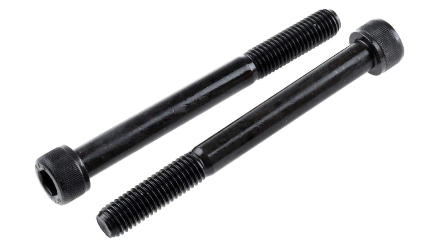 RS PRO Black, Self-Colour Steel Hex Socket Cap Screw, DIN 912, M10 x 100mm