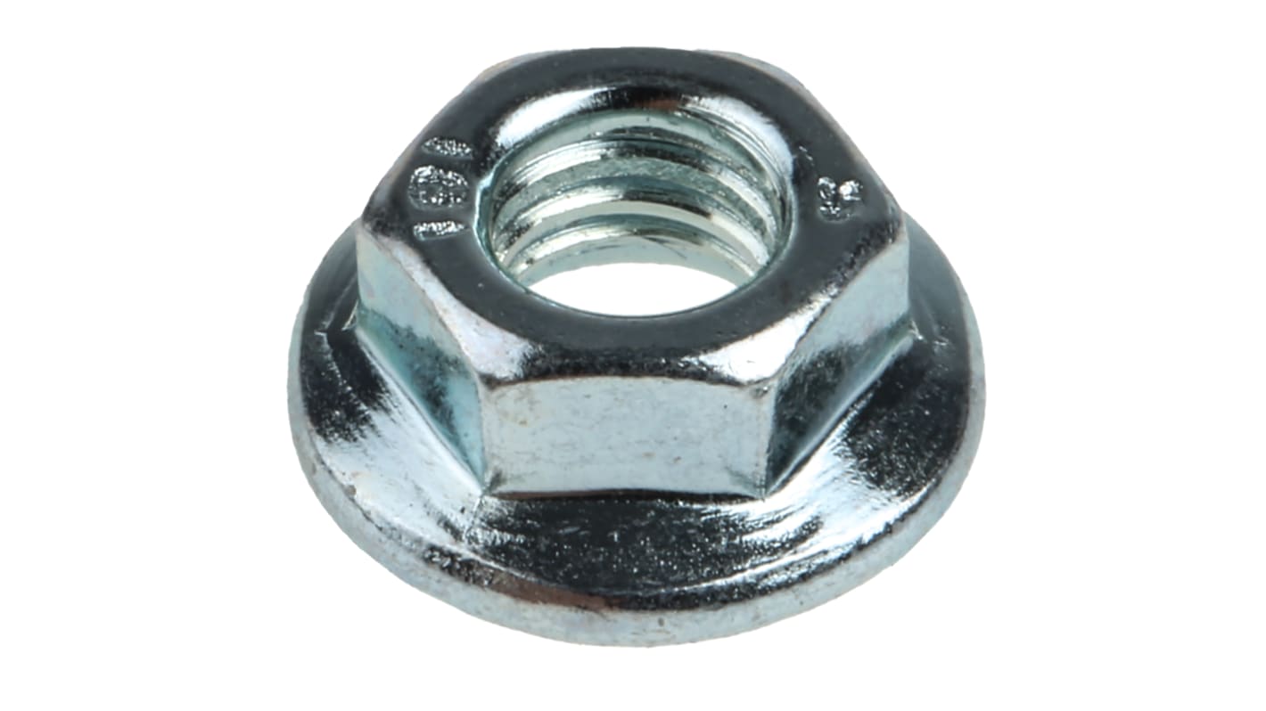 Ecrou hexagonal à collerette de diamètre 11.8mm, M5, Acier Galvanisé brillant