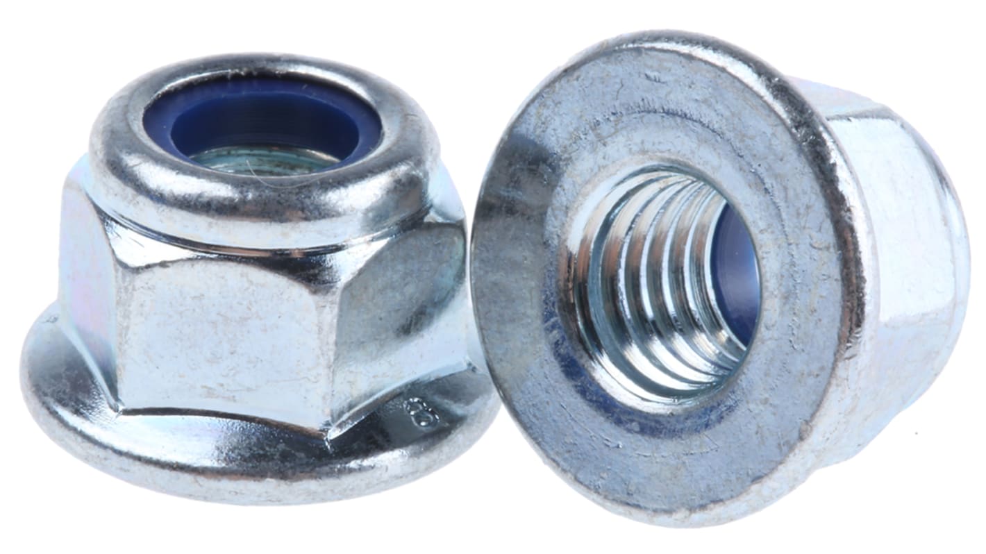 RS PRO, Bright Zinc Plated Steel Lock Nut, DIN 6926, M8