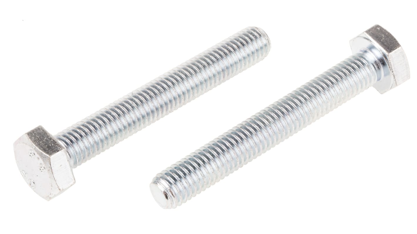 RS PRO Bright Zinc Plated Steel, Hex Bolt, M10 x 70.0mm