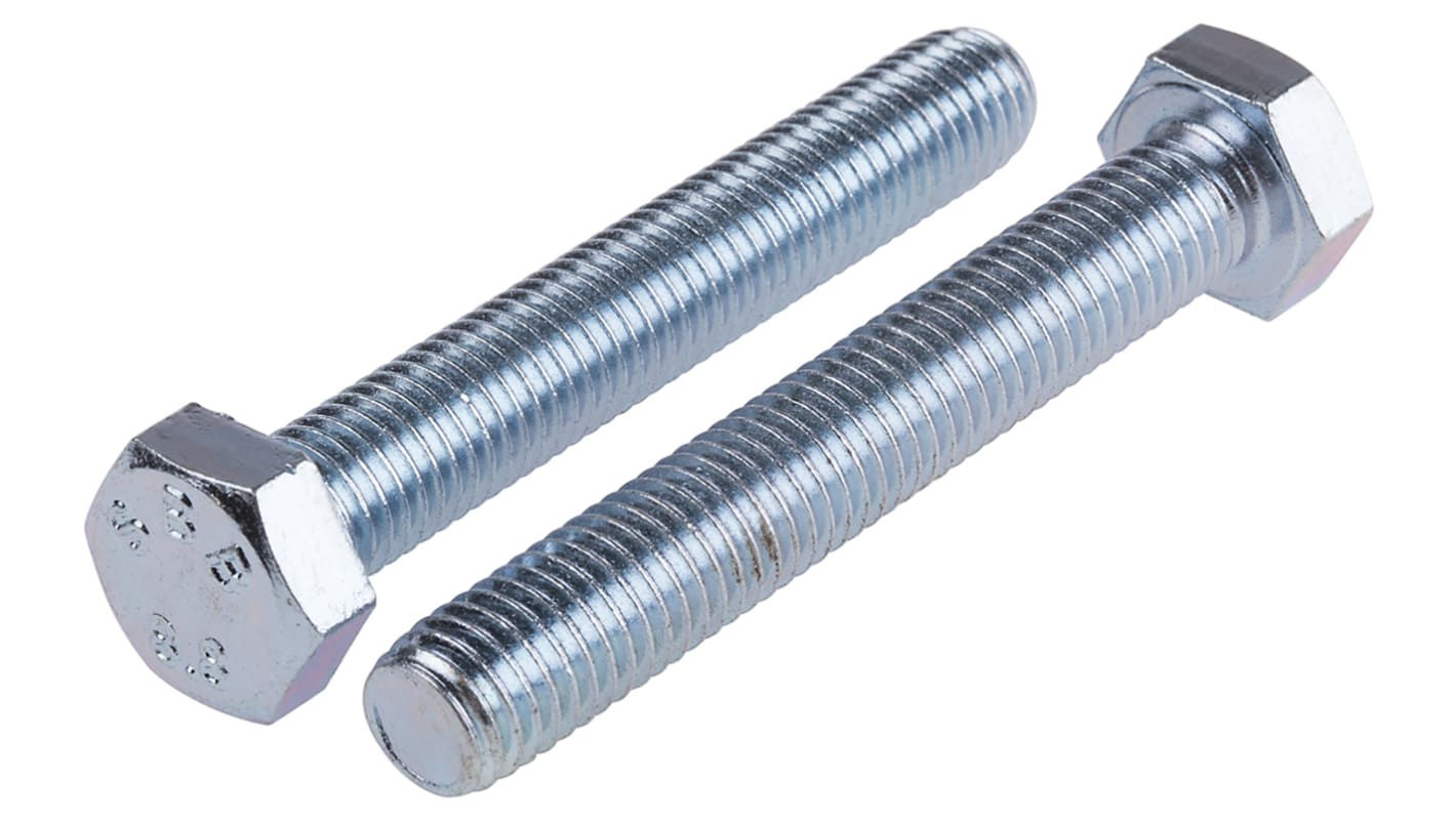 Śruba z łbem sześciokątnym gwint M12 80.0mm skok 1.75mm Stalowe Sześciokątny Powlekane jasnym cynkiem RS PRO