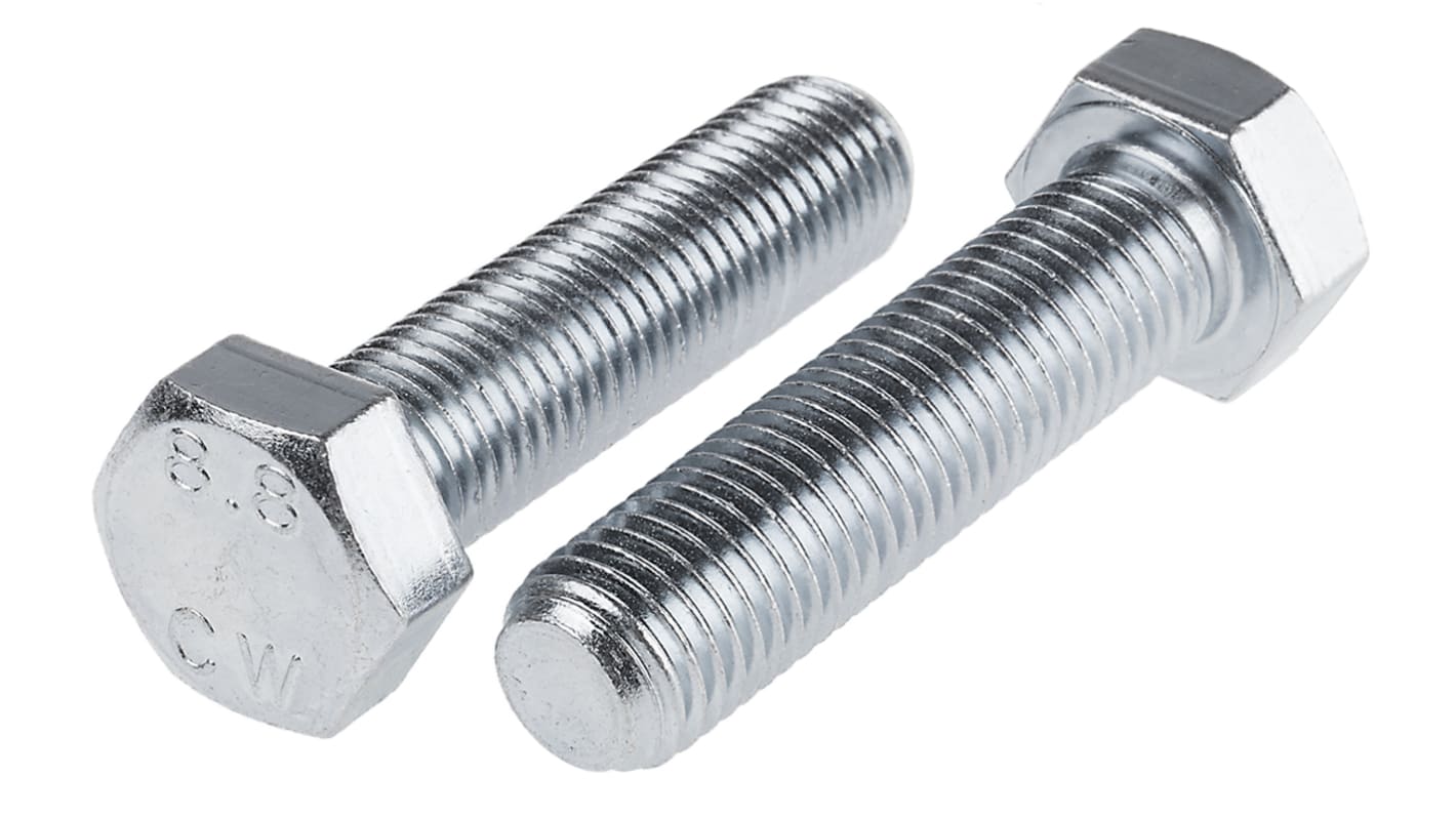 Śruba z łbem sześciokątnym gwint M20 80.0mm skok 2.50mm Stalowe Sześciokątny Powlekane jasnym cynkiem RS PRO