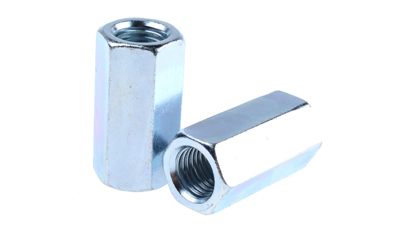 60mm Bright Zinc Plated Steel Coupling Nut, M20